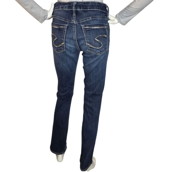 Silver Jeans Avery Straight W27 L30 Dark Wash Stretch Denim Jeans - Picture 2 of 10